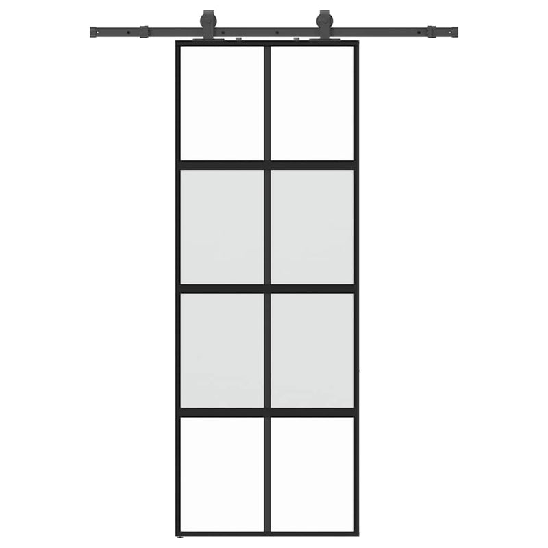 Afbeelding laden in galerijviewer, Vidaxl schuifdeur met beslagset 76x205 cm gehard glas zwart
