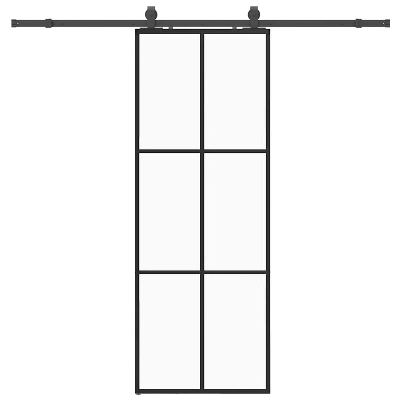 Afbeelding laden in galerijviewer, Vidaxl schuifdeur met beslagset 76x205 cm esg glas zwart