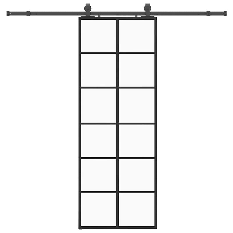 Afbeelding laden in galerijviewer, Vidaxl schuifdeur met beslagset 76x205 cm esg glas zwart