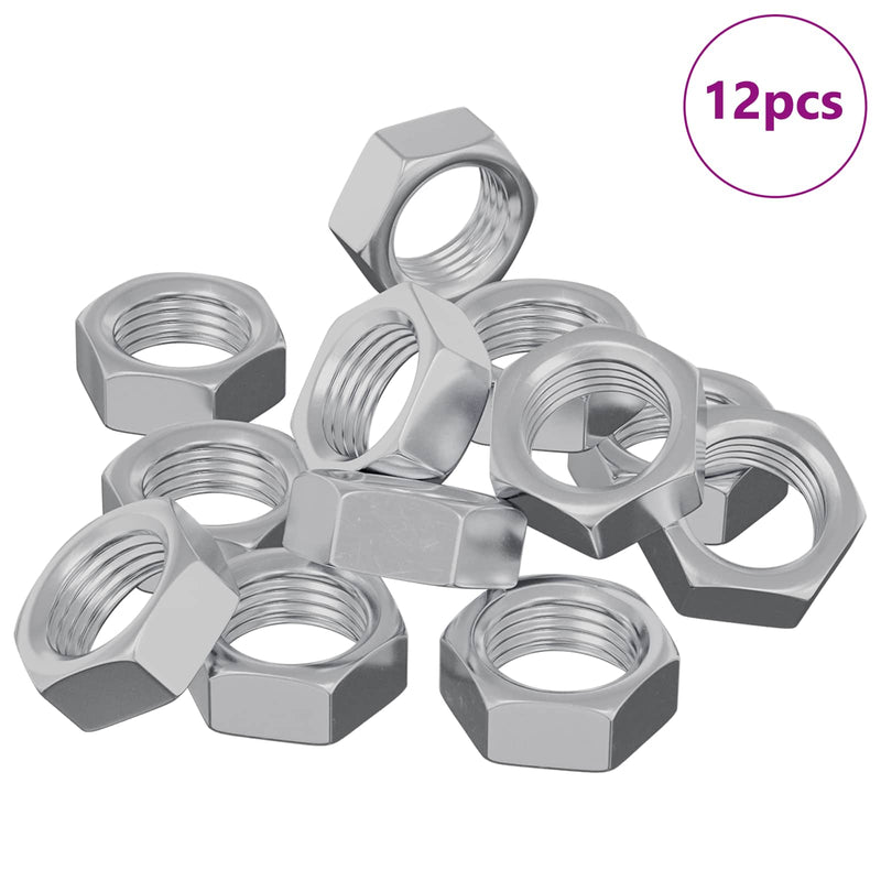 Afbeelding laden in galerijviewer, Vidaxl zeshoekige moeren 12 pcs zilver m6 ijzer