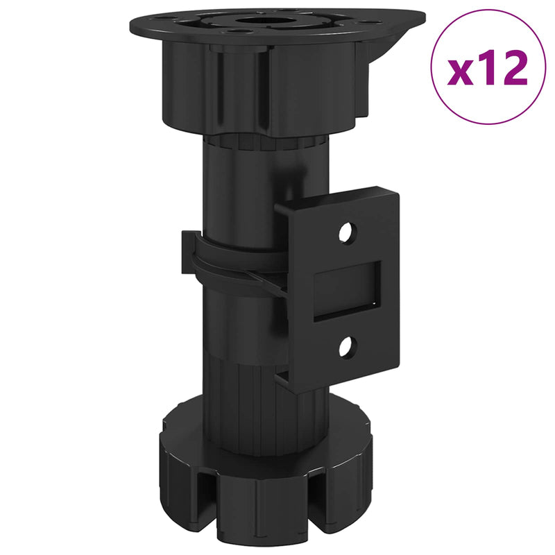 Afbeelding laden in galerijviewer, Vidaxl meubelpoten verstelbaar 12 pcs zwart 46 x 46 x 128 mm pp