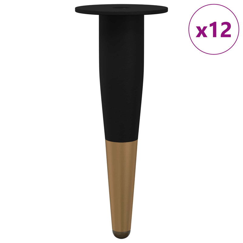 Afbeelding laden in galerijviewer, Vidaxl meubelpoten 12 pcs zwart en goud ø 40 x 98 mm ijzer