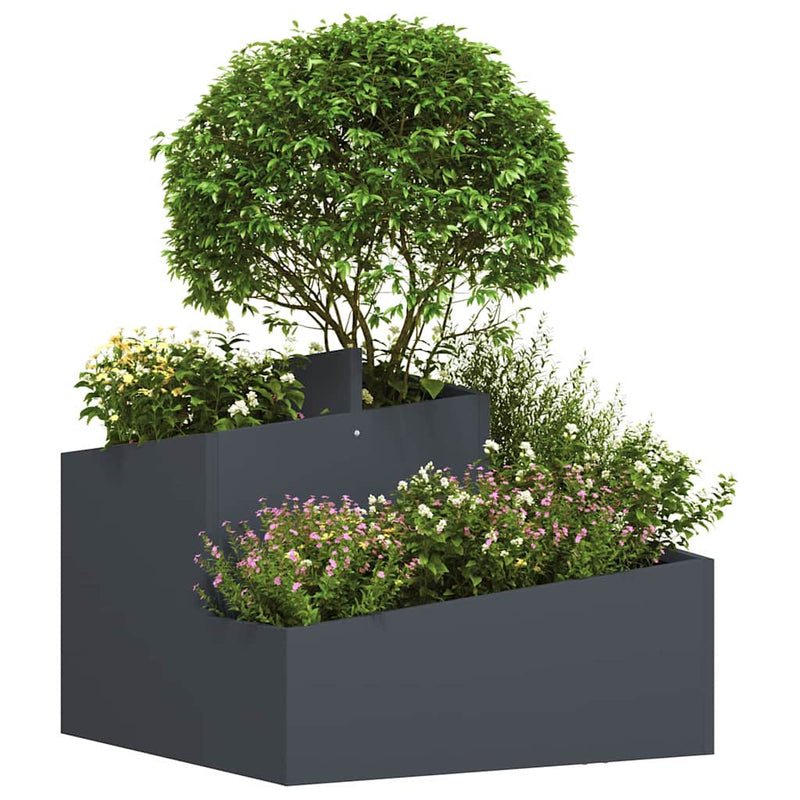 Afbeelding laden in galerijviewer, Vidaxl tuin bloempot antraciet 60 x 60 x 50 cm koudgewalst staal