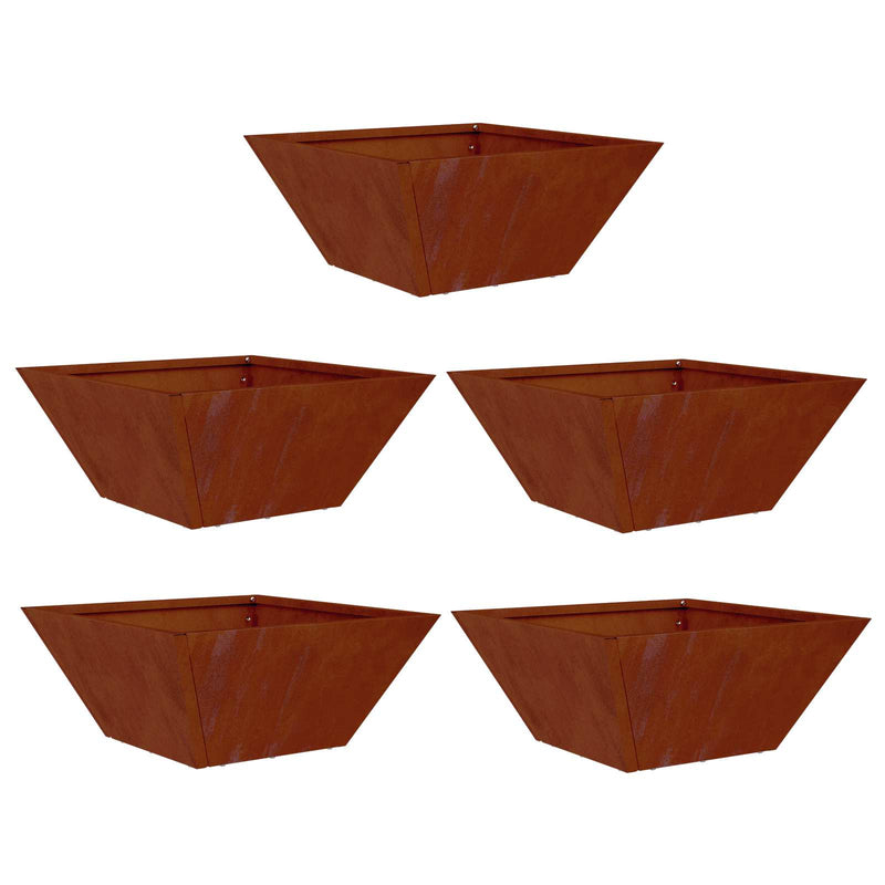 Afbeelding laden in galerijviewer, Vidaxl tuin bloempot 5 pcs roestig 35 x 35 x 15 cm cortenstaal