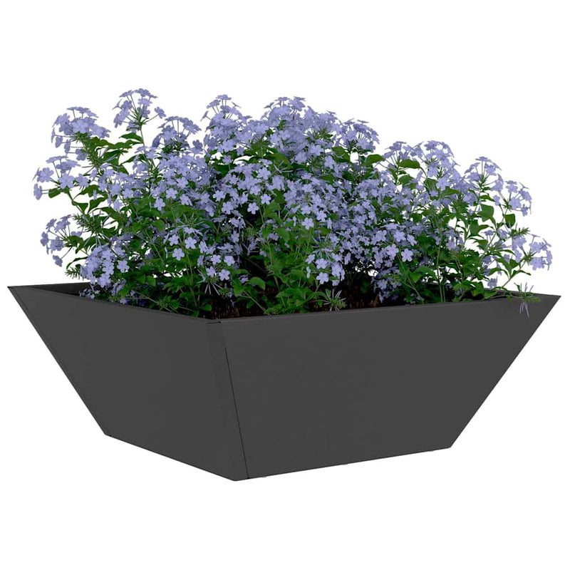 Afbeelding laden in galerijviewer, Vidaxl tuin bloempot zwart 40 x 40 x 15 cm koudgewalst staal
