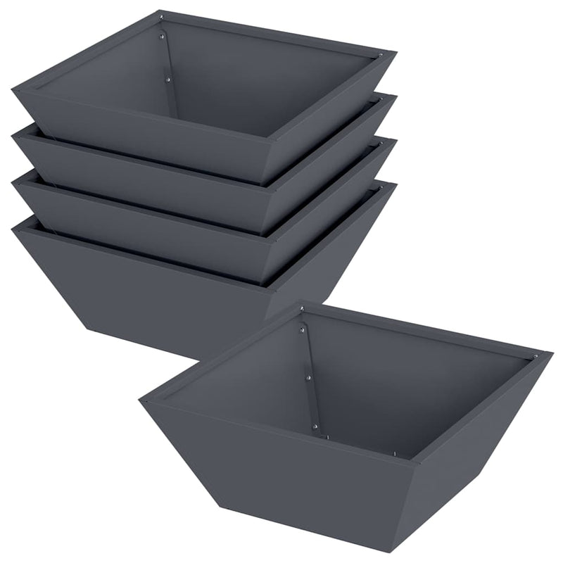 Afbeelding laden in galerijviewer, Vidaxl tuin bloempot 5 pcs antraciet 40 x 40 x 15 cm koudgewalst staal