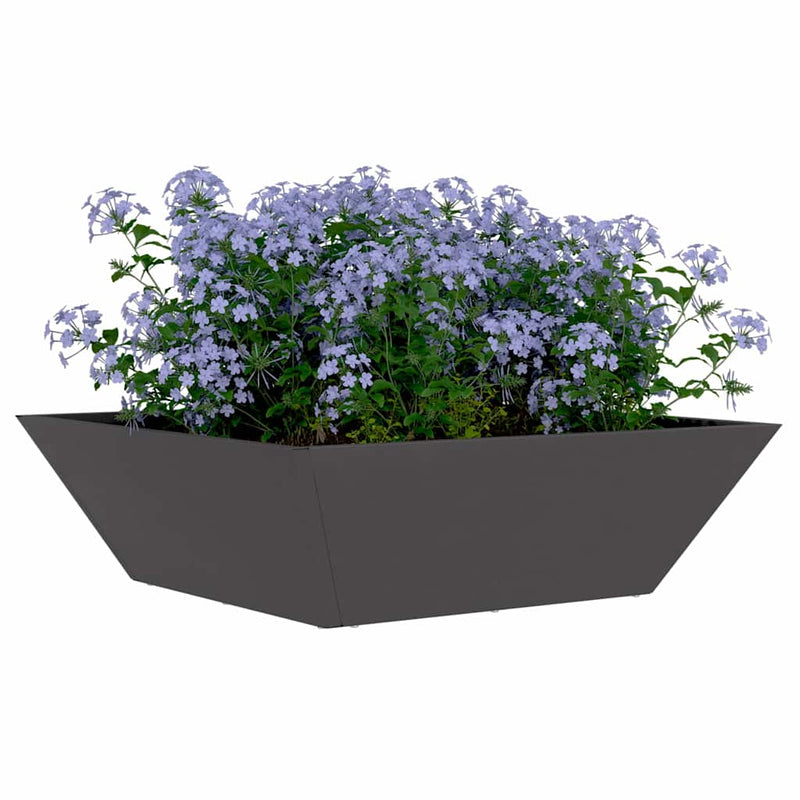 Afbeelding laden in galerijviewer, Vidaxl tuin bloempot zwart 50 x 50 x 15 cm koudgewalst staal