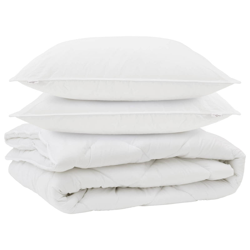 Afbeelding laden in galerijviewer, Vidaxl all-season dekbed met kussen 3 pcs wit microvezel