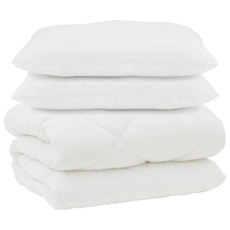 Afbeelding laden in galerijviewer, Vidaxl dekbed met kussens 3 pcs wit microfiber en dons feather