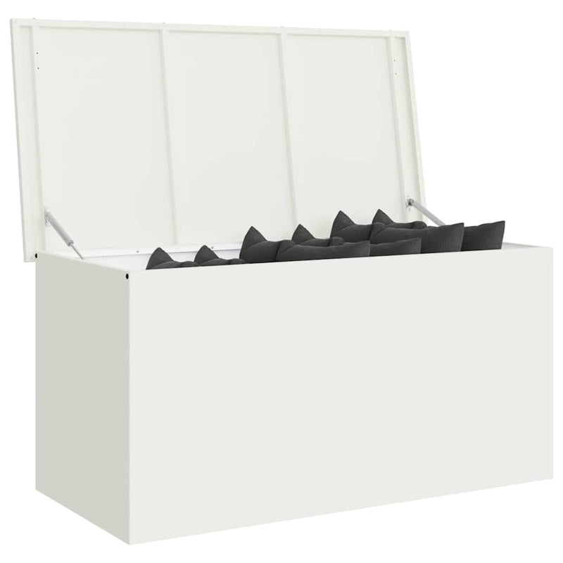 Afbeelding laden in galerijviewer, Vidaxl buitenopslagdoos wit 100 x 50,5 x 50 cm staal