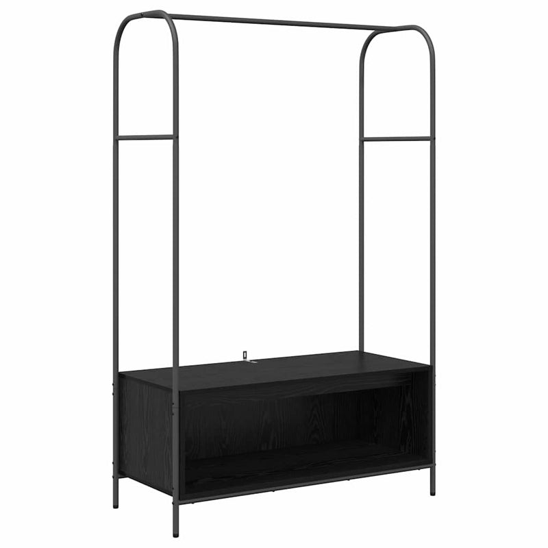 Afbeelding laden in galerijviewer, Vidaxl kledingrek met opslag zwart 100 x 44 x 160 cm bewerkt hout