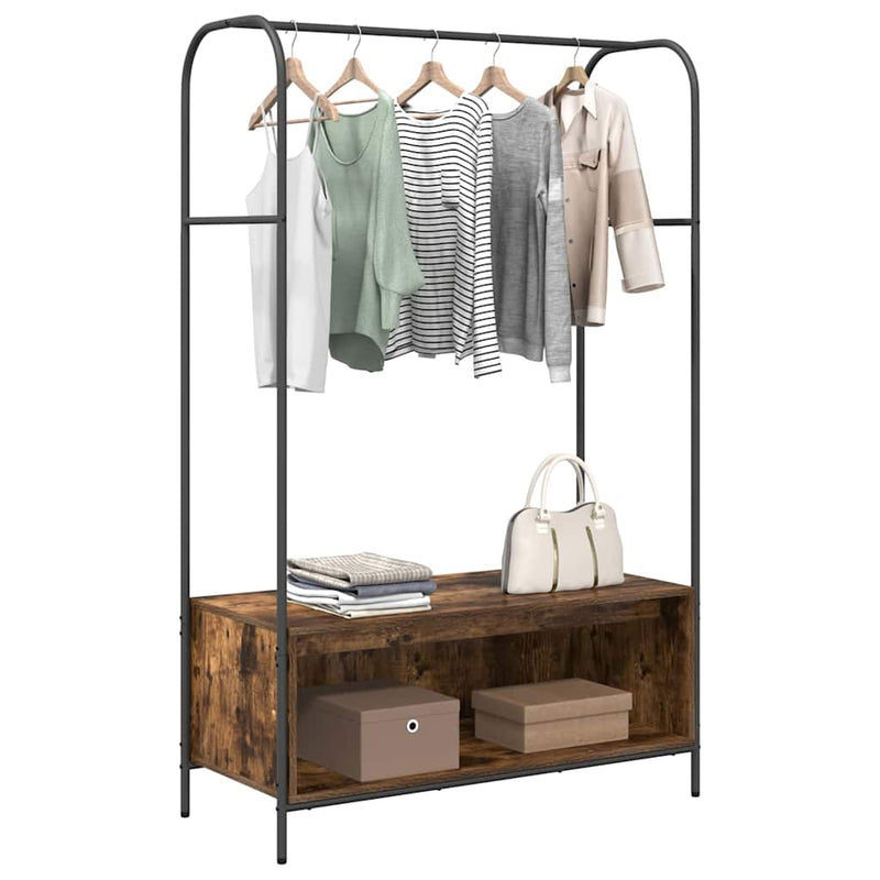 Afbeelding laden in galerijviewer, Vidaxl kledingrek bruin eiken 100 x 44 x 160 cm bewerkt hout