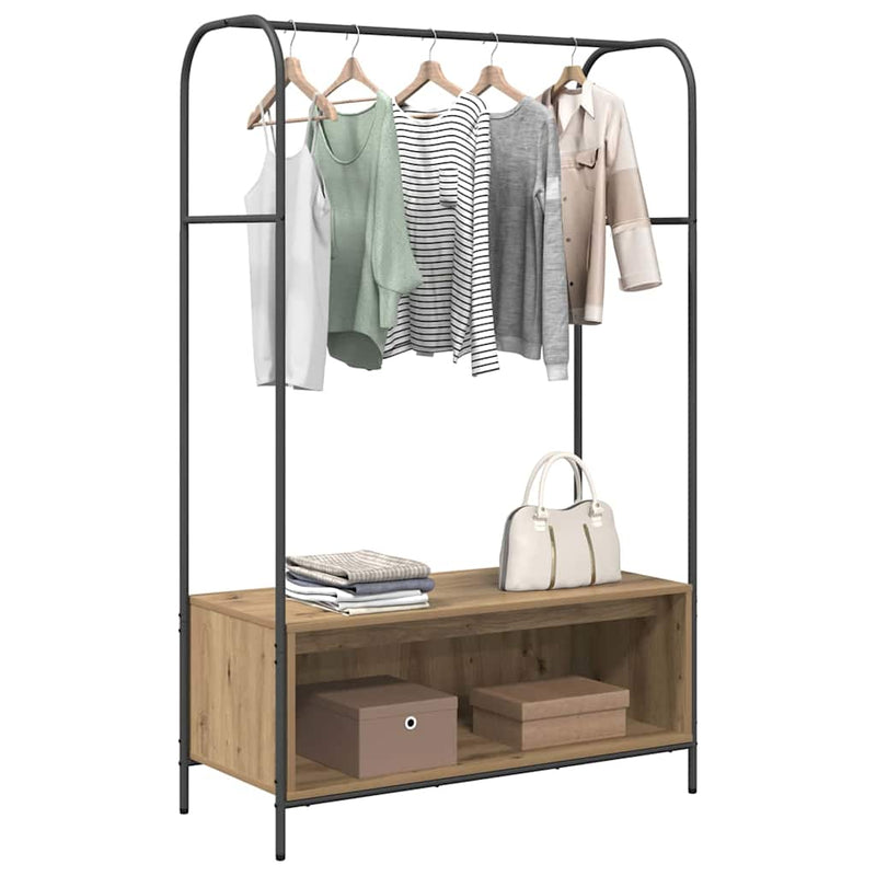 Afbeelding laden in galerijviewer, Vidaxl kledingrek bruin eiken 100 x 44 x 160 cm bewerkt hout