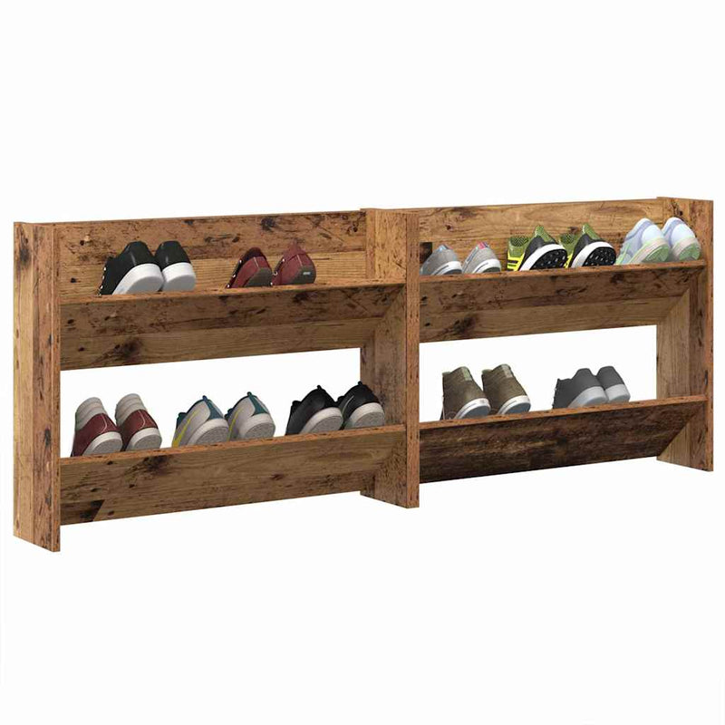 Afbeelding laden in galerijviewer, Vidaxl schoenenkast 2 pcs oud hout 80 x 18 x 60 cm bewerkt hout