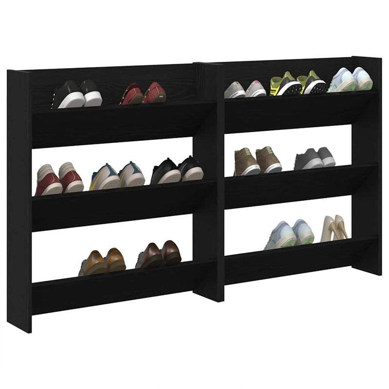 Afbeelding laden in galerijviewer, Vidaxl schoenenkast 2 pcs zwart eiken 85 x 18 x 90 cm bewerkt hout