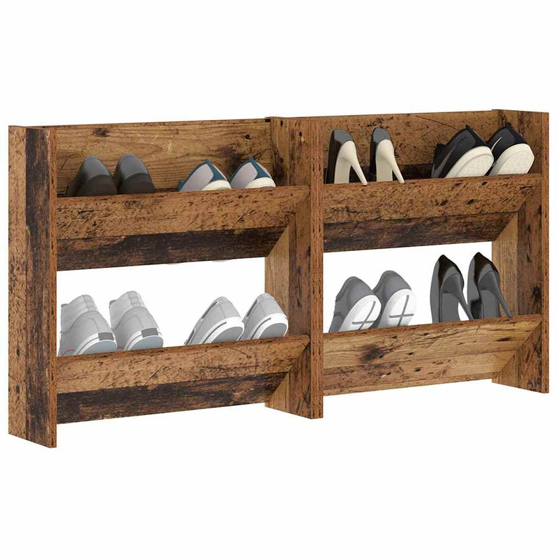 Afbeelding laden in galerijviewer, Vidaxl schoenenkast 2 pcs oudhout 60 x 18 x 60 cm bewerkt hout