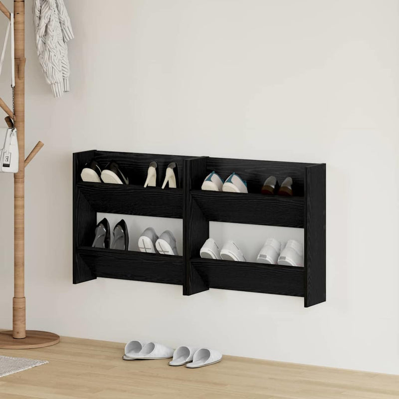 Afbeelding laden in galerijviewer, Vidaxl schoenenkast 2 pcs zwart eiken 60 x 18 x 60 cm bewerkt hout