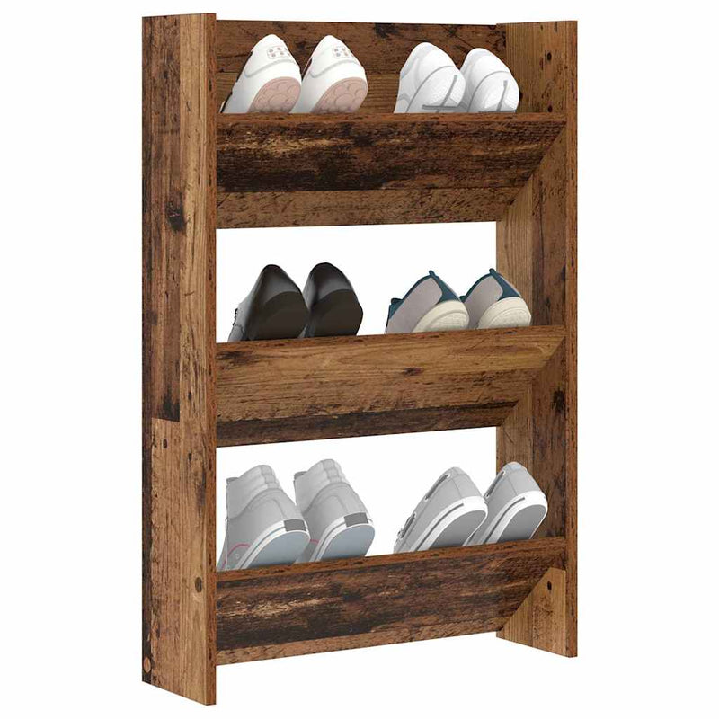 Afbeelding laden in galerijviewer, Vidaxl schoenenkast met plank oudhout 60 x 18 x 90 cm bewerkt hout