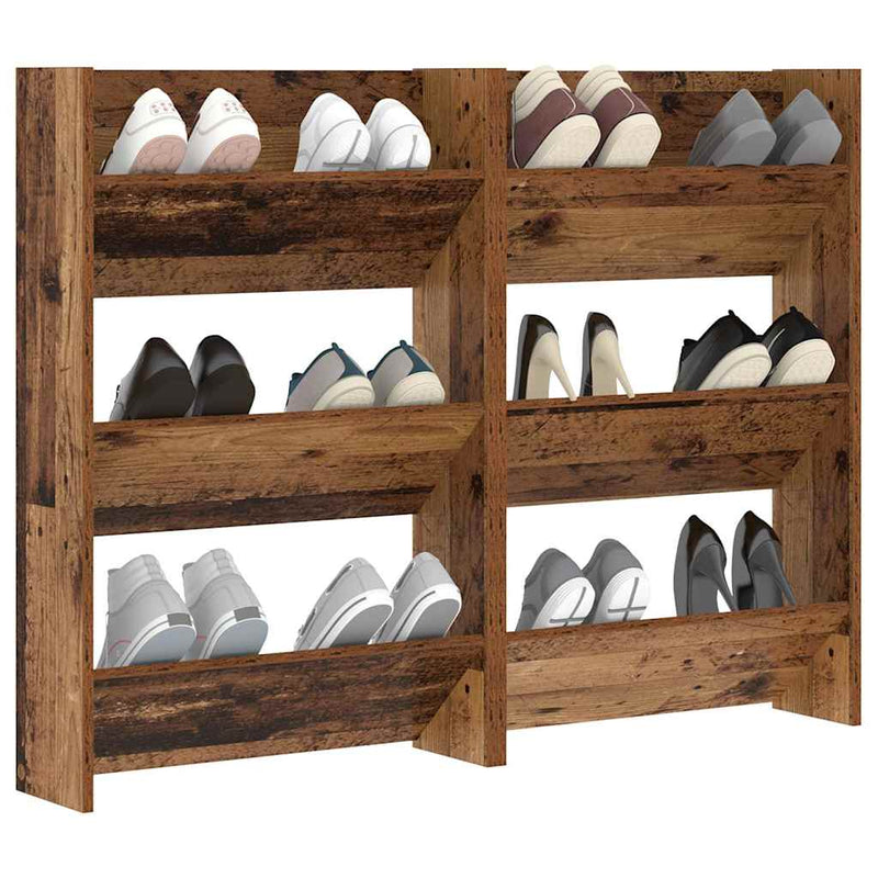 Afbeelding laden in galerijviewer, Vidaxl schoenenkast 2 pcs oudhout 60 x 18 x 90 cm bewerkt hout