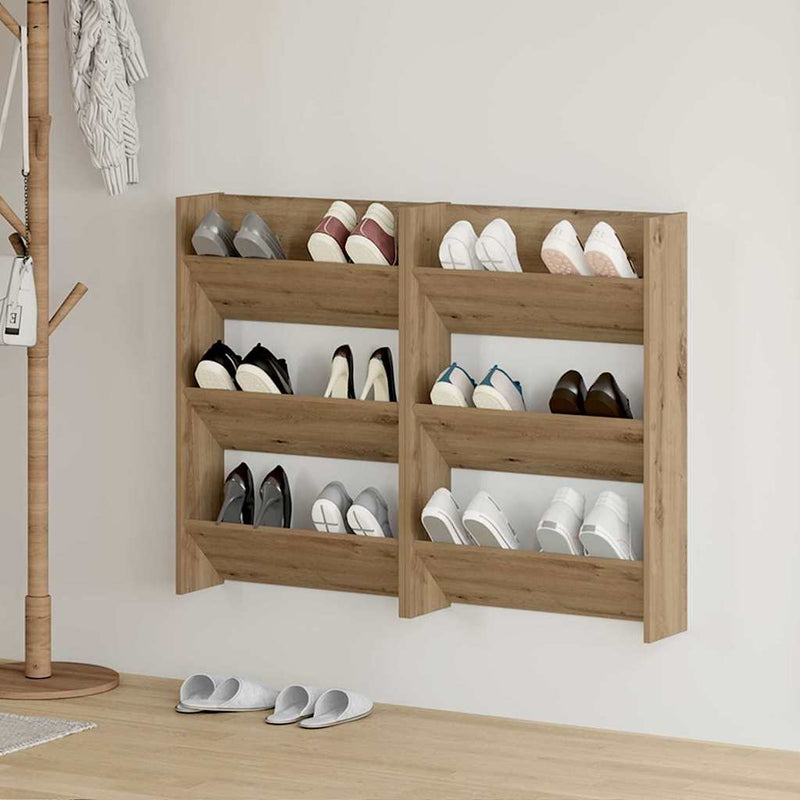Afbeelding laden in galerijviewer, Vidaxl schoenenkast 2 pcs artisan eiken 60 x 18 x 90 cm bewerkt hout