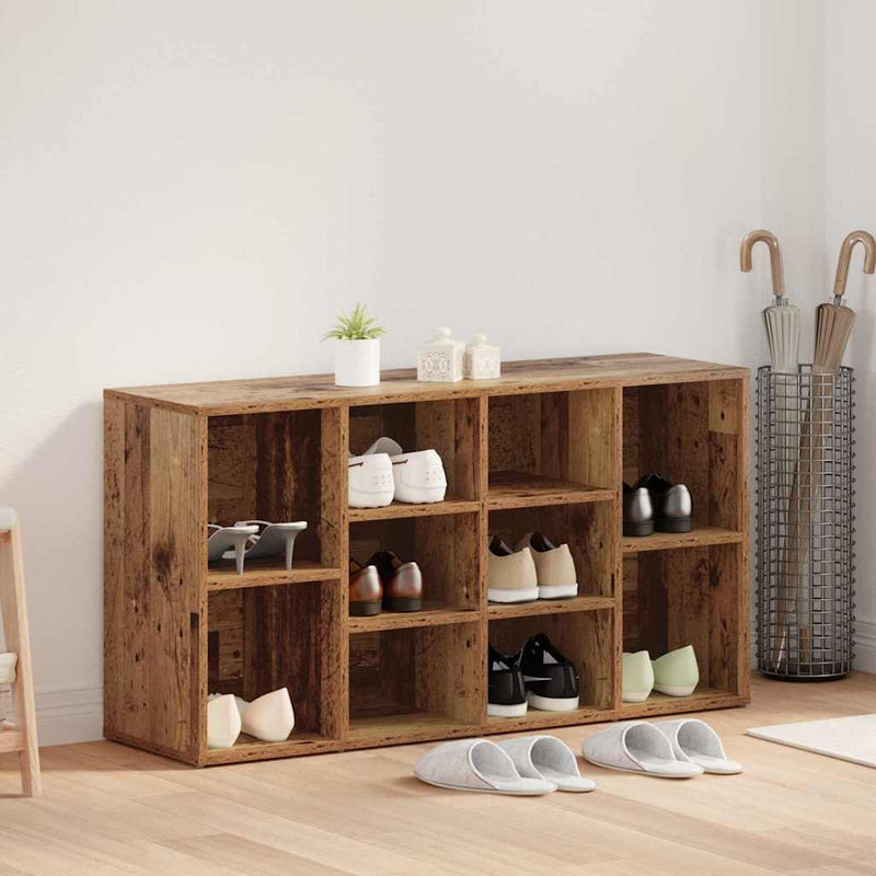 Afbeelding laden in galerijviewer, Vidaxl schoenenbank met plank oudhout 103 x 30 x 54,5 cm bewerkt hout