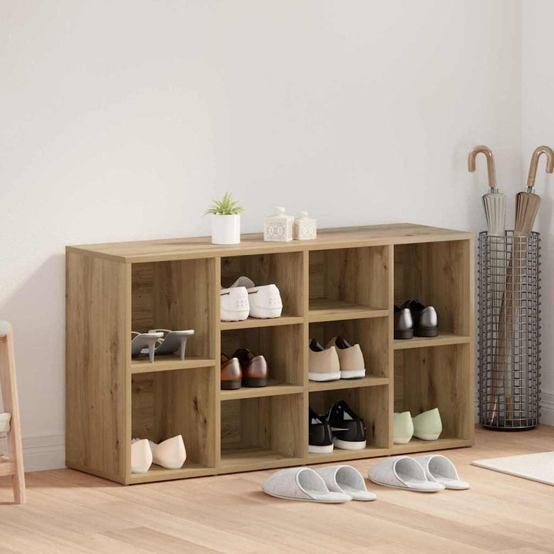 Afbeelding laden in galerijviewer, Vidaxl schoenenbank artisan eiken 103 x 30 x 54,5 cm bewerkt hout