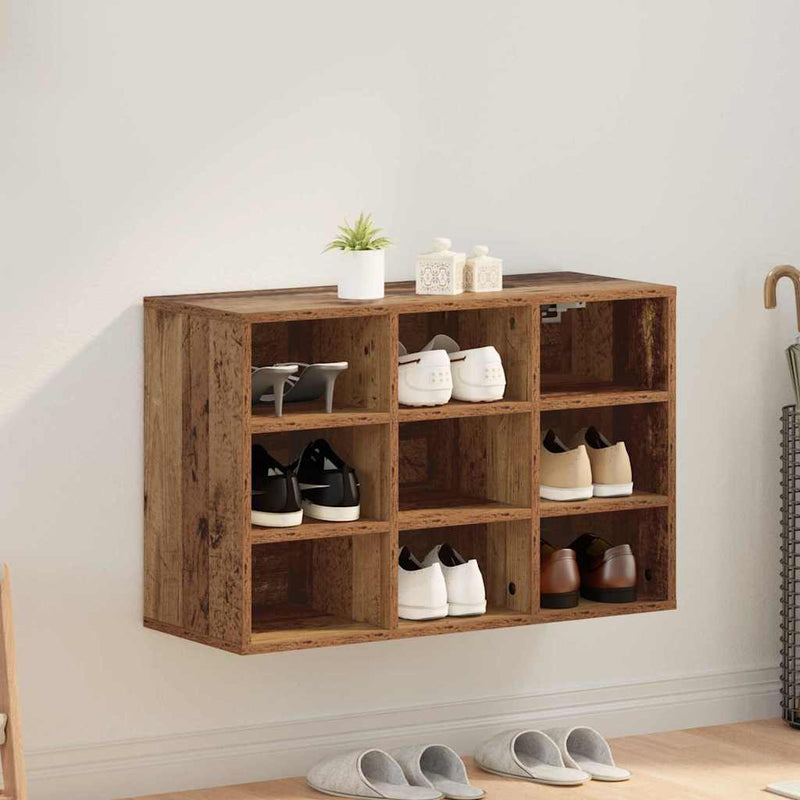 Afbeelding laden in galerijviewer, Vidaxl schoenenkast met plank oudhout 77,5 x 30 x 51 cm bewerkt hout