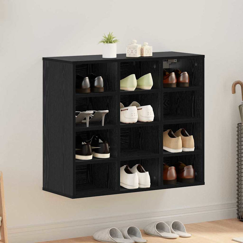 Afbeelding laden in galerijviewer, Vidaxl schoenenkast zwart eiken 77,5 x 30 x 67 cm bewerkt hout