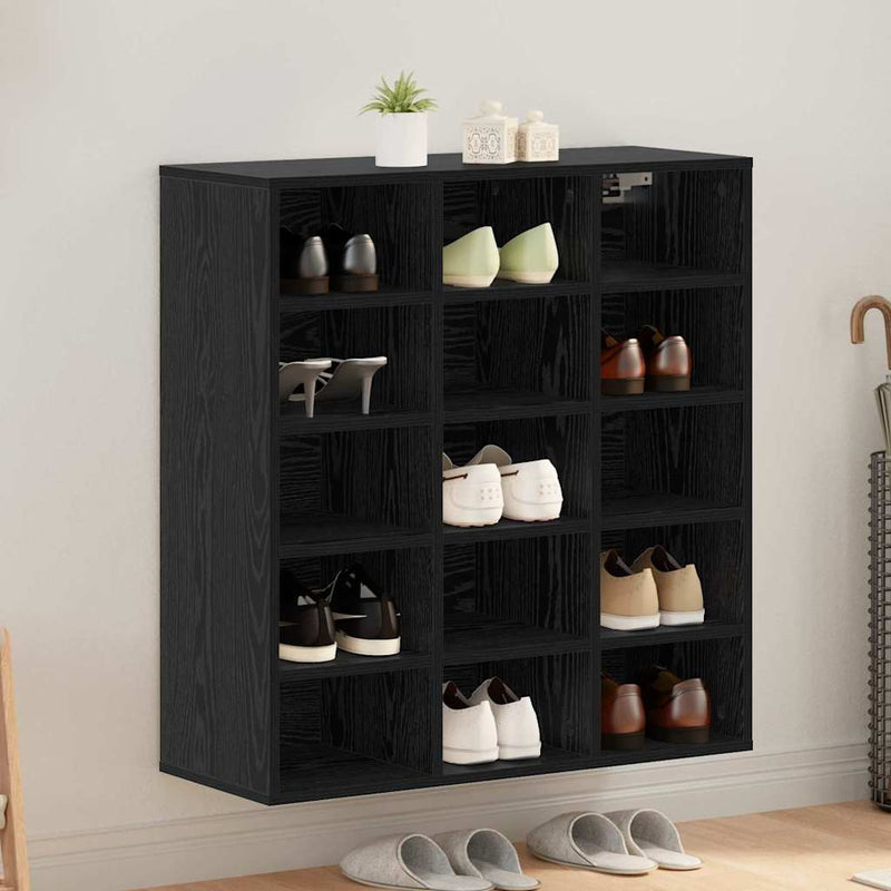 Afbeelding laden in galerijviewer, Vidaxl schoenenkast zwart eiken 77,5 x 30 x 83,5 cm bewerkt hout