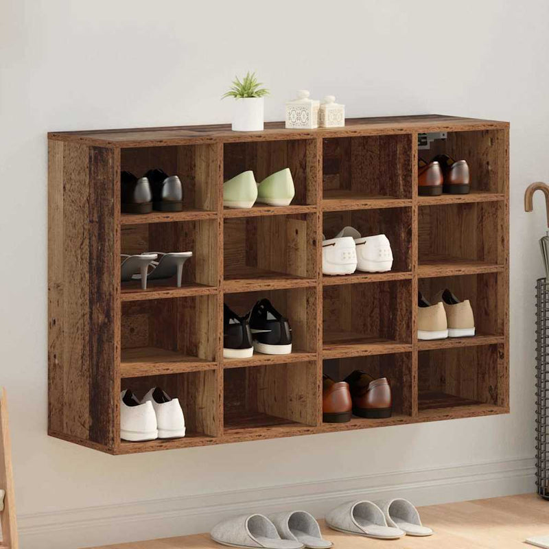 Afbeelding laden in galerijviewer, Vidaxl schoenenkast met plank oudhout 103 x 30 x 67 cm bewerkt hout