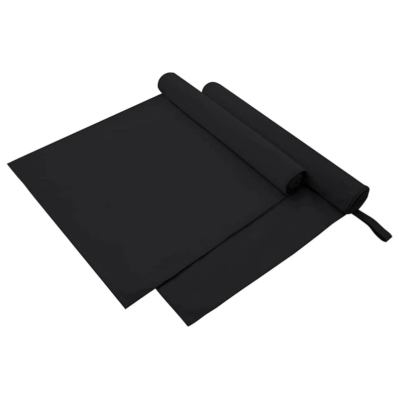 Afbeelding laden in galerijviewer, Vidaxl sporthanddoeken 2 st zwart 180 x 90 cm polyester en polyamide