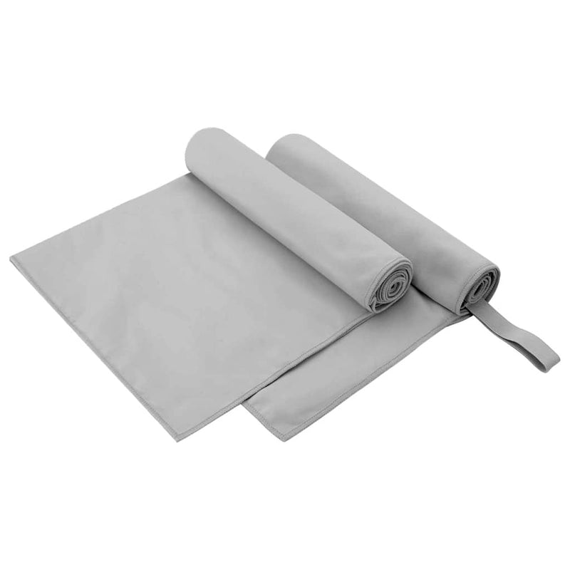 Afbeelding laden in galerijviewer, Vidaxl sporthanddoeken 2 pcs grijs 100 x 50 cm polyester en polyamide