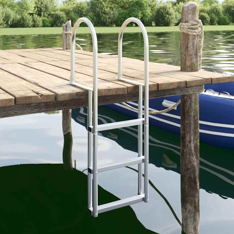 Afbeelding laden in galerijviewer, Vidaxl 3-traps steigerladder zilver 45 x 11,5 x 134 cm aluminium