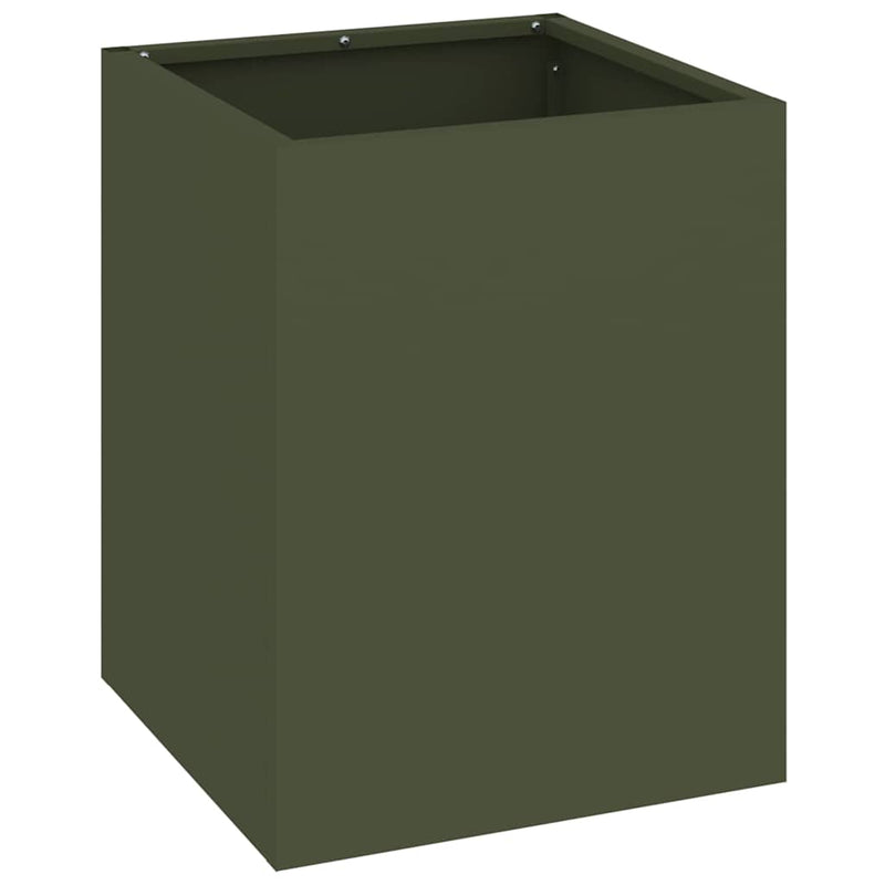 Afbeelding laden in galerijviewer, Vidaxl tuin bloempot olijf groen 32 x 32 x 40 cm koudgewalst staal
