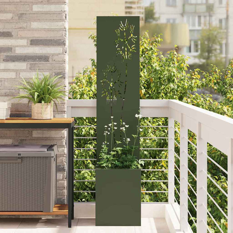 Afbeelding laden in galerijviewer, Vidaxl tuin privacy screen olijfgroen 32 x 140 cm koudgewalst staal