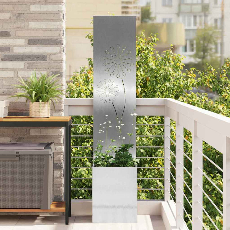 Afbeelding laden in galerijviewer, Vidaxl tuin privacy screen fretwerk zilver 32 x 140 cm roestvrij staal