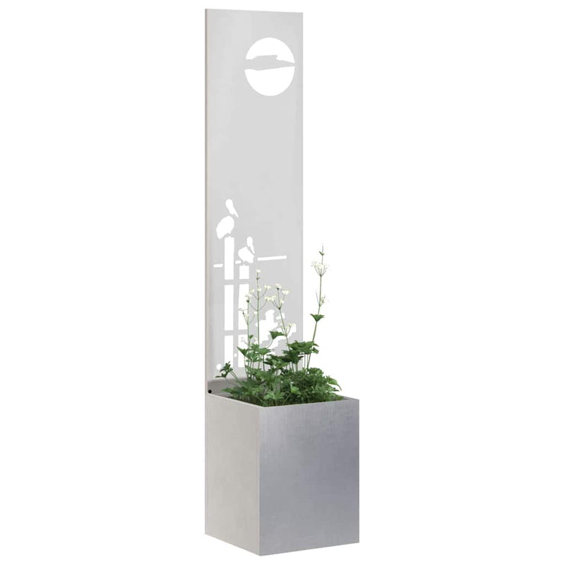 Afbeelding laden in galerijviewer, Vidaxl tuin privacy screen fretwerk zilver 32 x 140 cm roestvrij staal