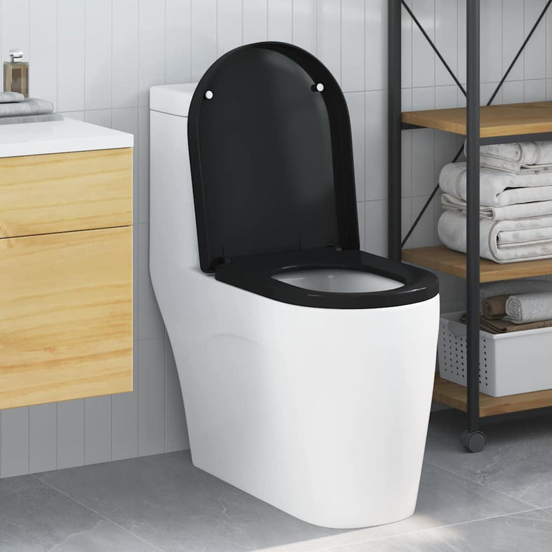 Afbeelding laden in galerijviewer, Vidaxl toiletzitting zwart 48 x 36,5 x 4,5 cm polypropyleen