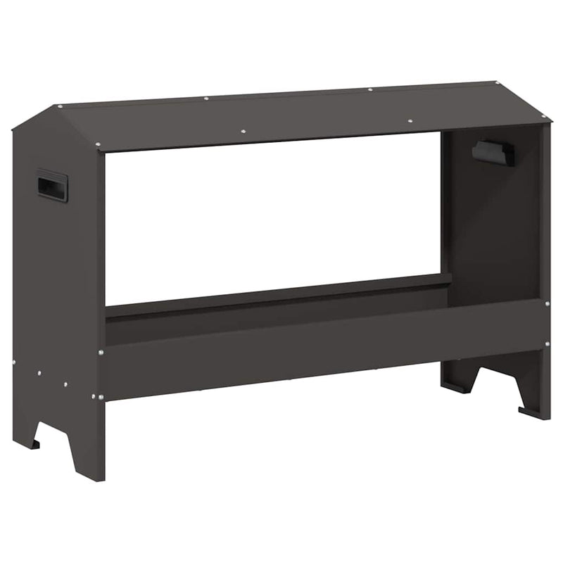 Afbeelding laden in galerijviewer, Vidaxl kippen voederbak zwart 81 x 32 x 53,5 cm koudgewalst staal