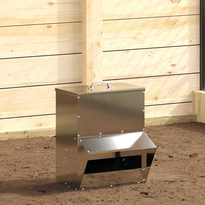 Afbeelding laden in galerijviewer, Vidaxl kip voerbak zilver 20 x 25 x35 cm gegalvaniseerd staal