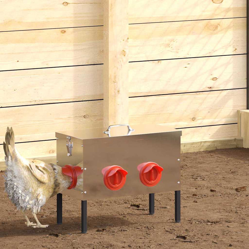 Afbeelding laden in galerijviewer, Vidaxl kip voerbak 2 pcs zilver 41,5 x 20,5 x 33 cm