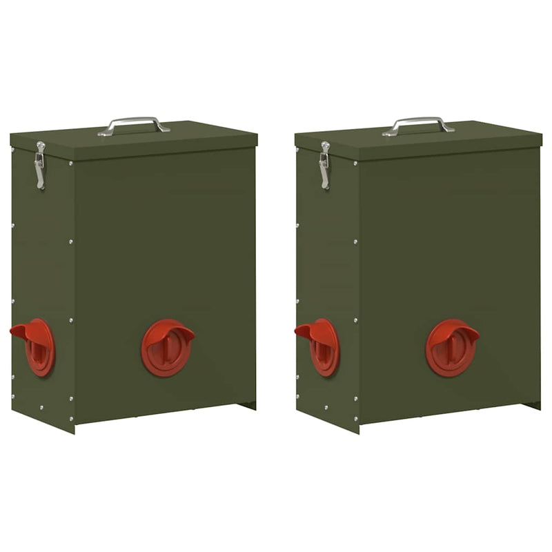 Afbeelding laden in galerijviewer, Vidaxl kip voerbak 2 pcs olijf groen 32,5 x 20,5 x 43 cm