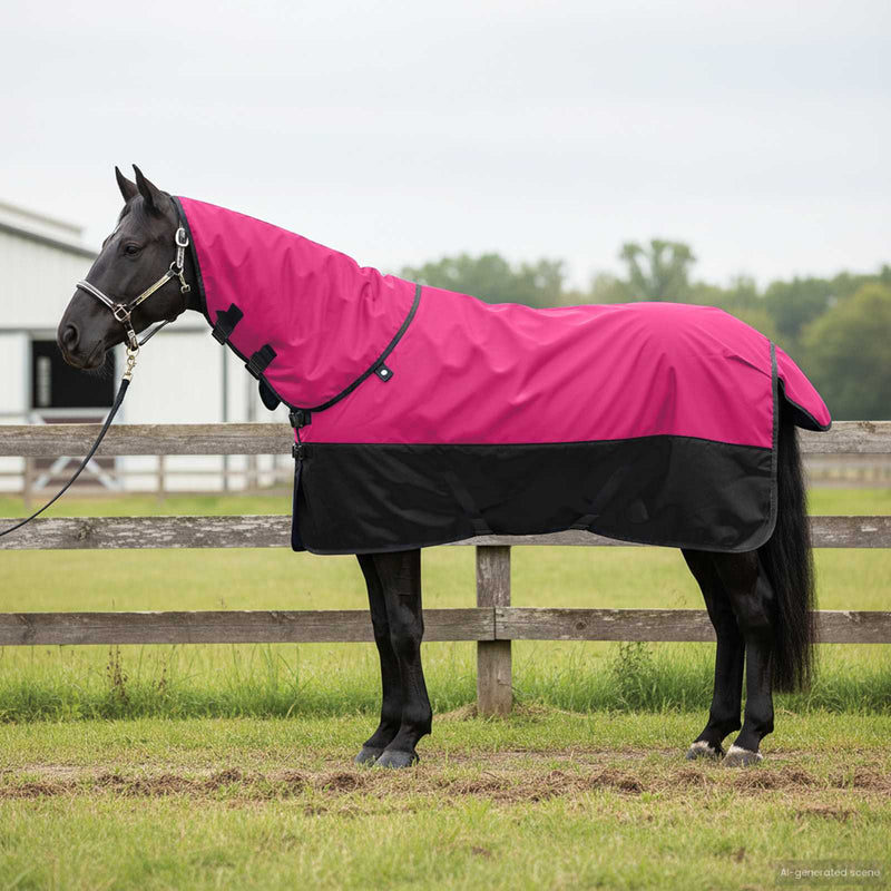 Afbeelding laden in galerijviewer, Vidaxl paardendeken roze en zwart 85 cm polyester