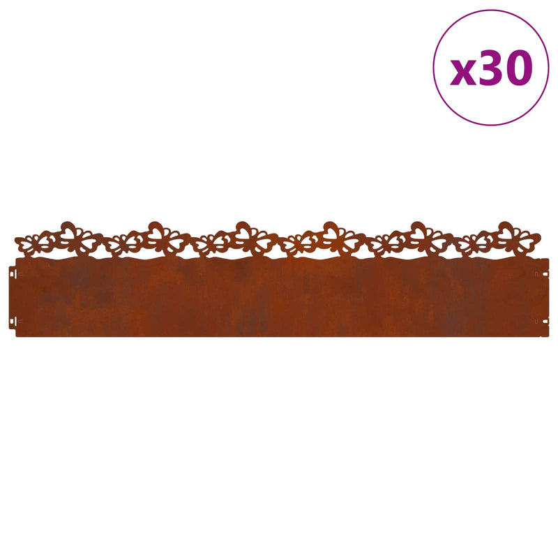 Afbeelding laden in galerijviewer, Vidaxl gazonranden 30 pcs roestig 103 x 0,05 x 22 cm cortenstaal