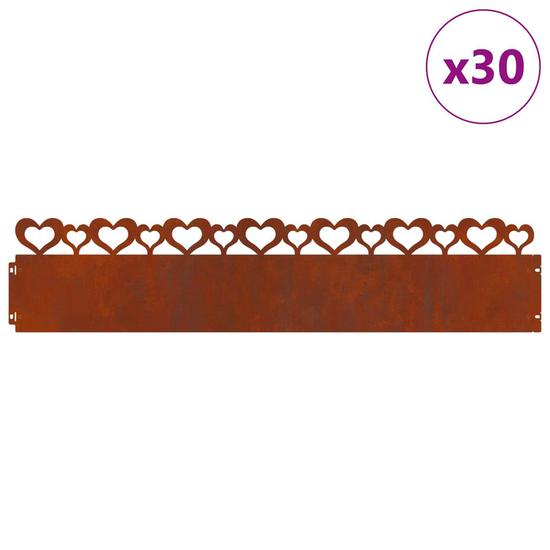 Afbeelding laden in galerijviewer, Vidaxl gazonranden 30 pcs roestig 103 x 0,05 x 22 cm cortenstaal