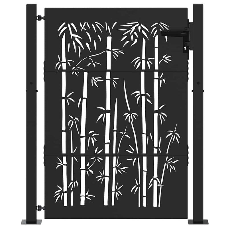 Afbeelding laden in galerijviewer, Vidaxl tuinpoort met slot zwart 110 x 155 cm gepoedercoat staal