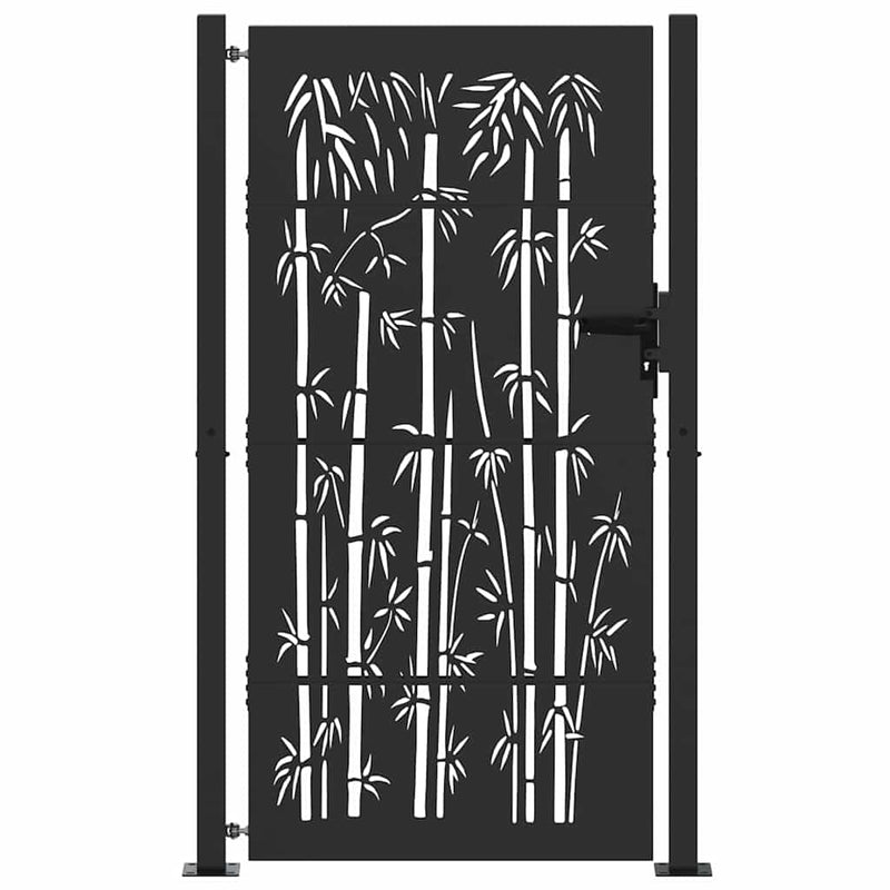 Afbeelding laden in galerijviewer, Vidaxl tuinpoort met slot zwart 110 x 205 cm gepoedercoat staal