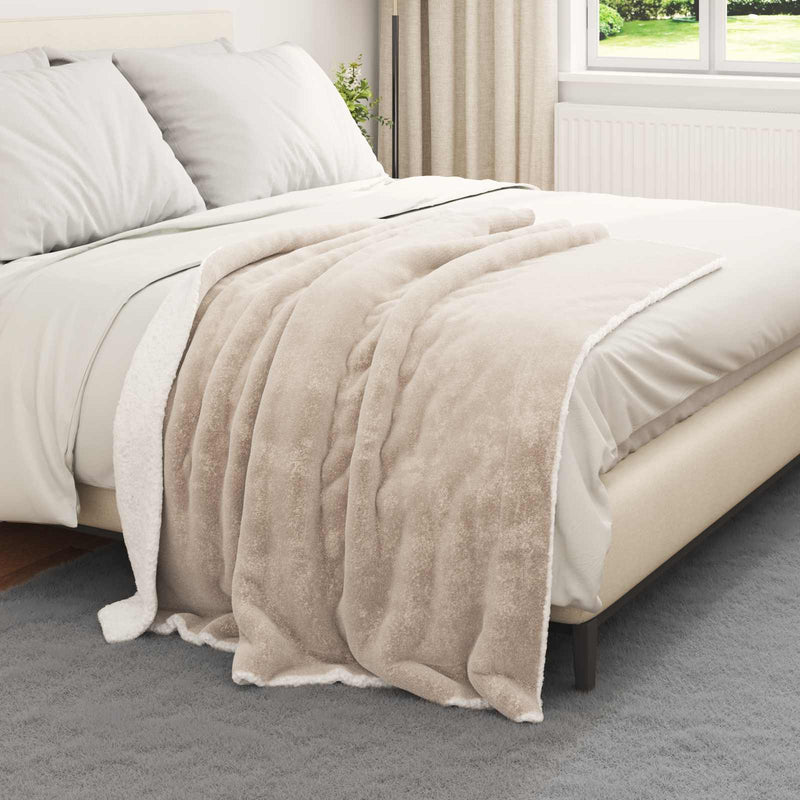 Afbeelding laden in galerijviewer, Vidaxl gooi deken beige 130 x 150 cm fleece