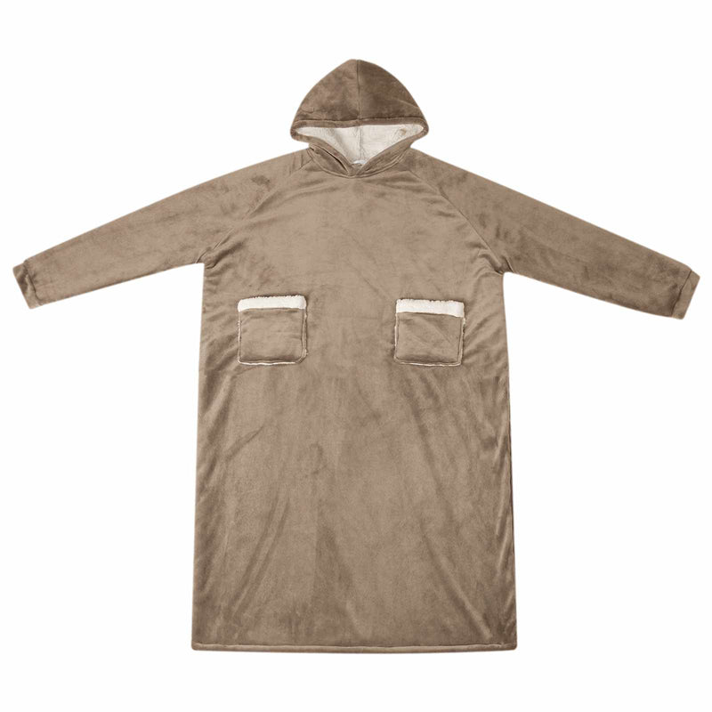Afbeelding laden in galerijviewer, Vidaxl deken hoodie kameel l fleece en flanel
