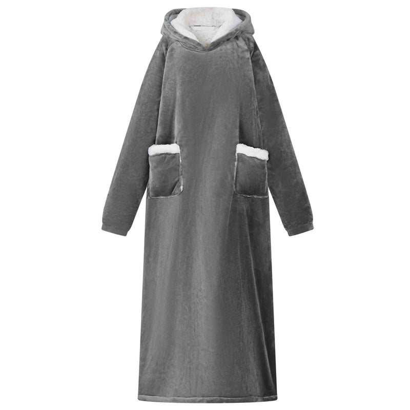 Afbeelding laden in galerijviewer, Vidaxl deken hoodie donkergrijs l fleece en flanel